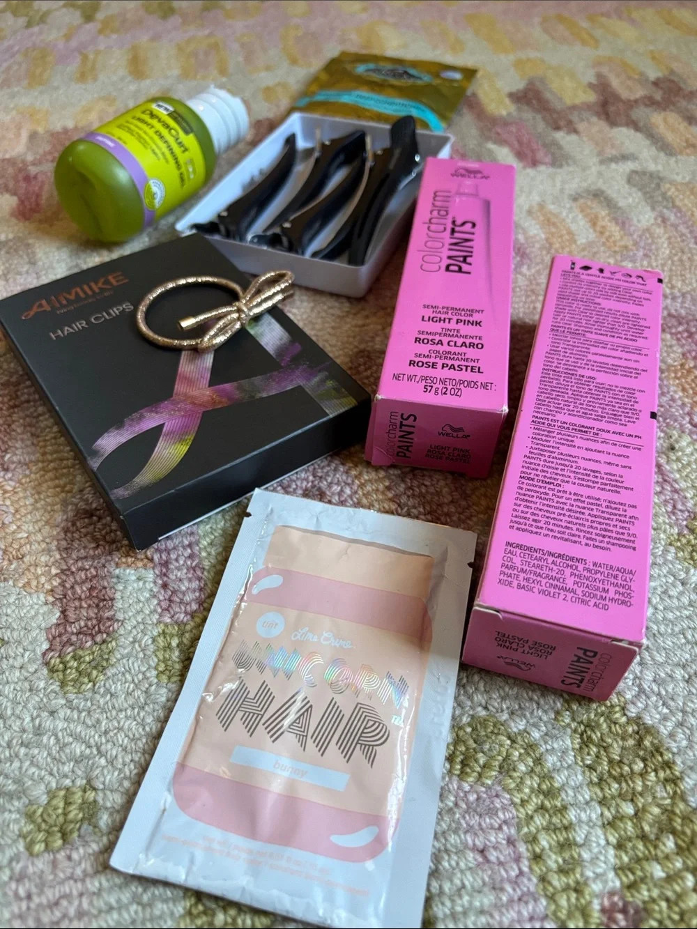7- pc Hair bundle Colorcharm Paints Light Pink, Lime Crime Unicorn Hair Bunny ++
